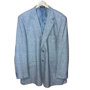 Bert Pulitzer 100% Silk Grey & white Herringbone Suit Blazer L (48) 84126 #755
